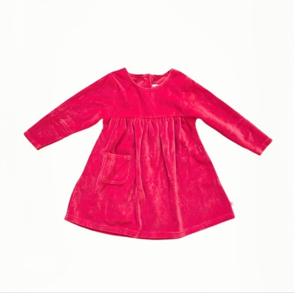Zutano Red Velour Long Sleeve Dress with Little Pocket - Size 24M